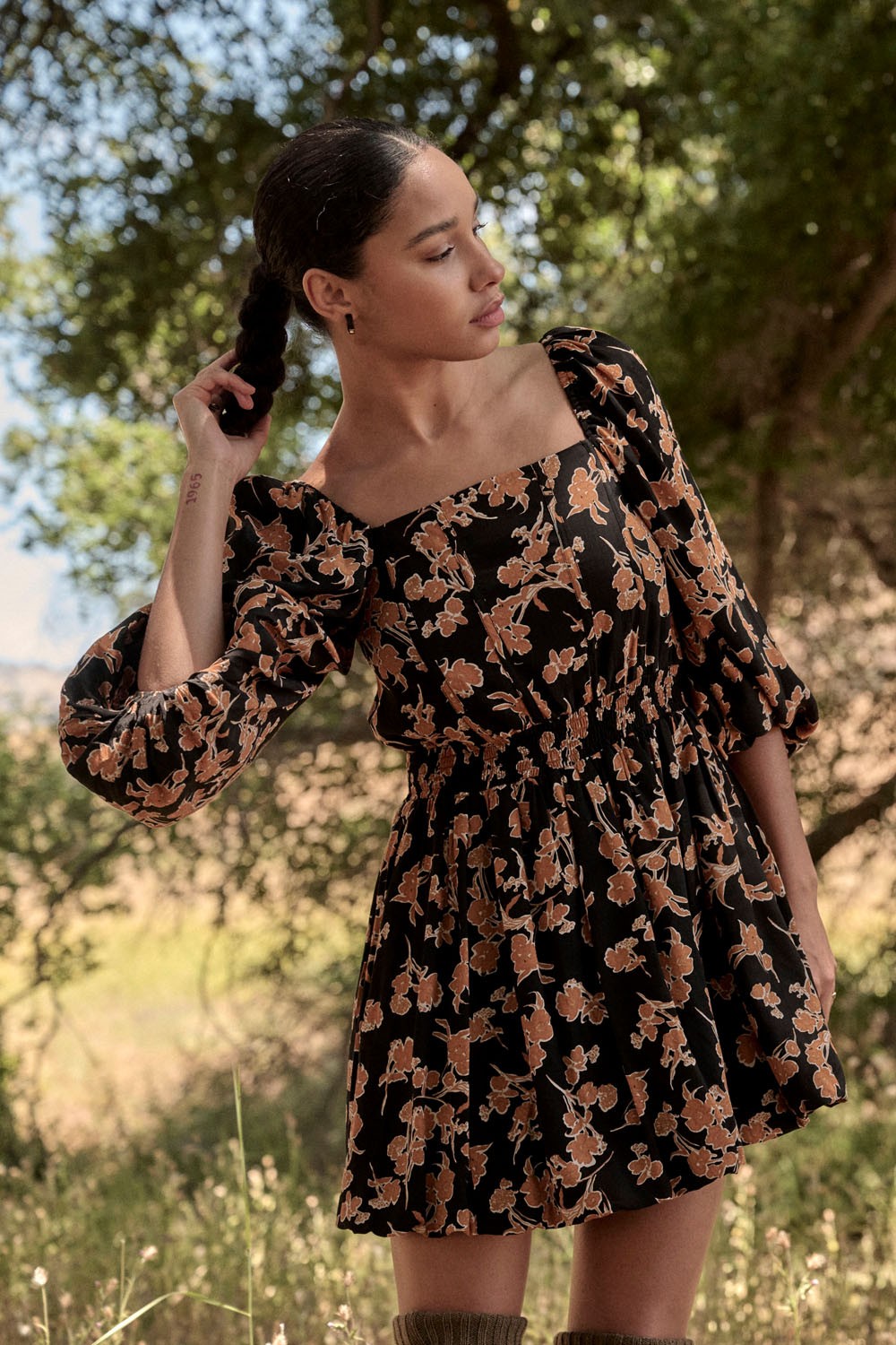 Autumn-Whispers-Square-Neck-Floral-Mini-Dress-Black-Rust-Floral-Avah