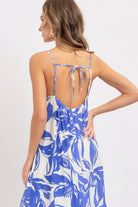 Close up of open back tie and adjustable straps