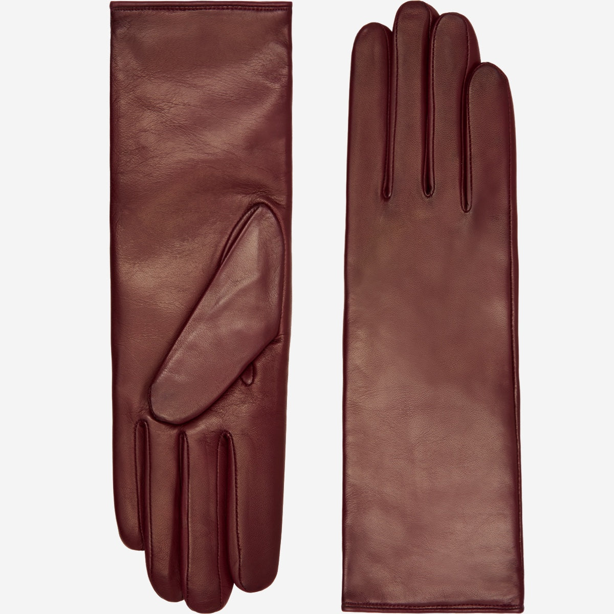 Pair of brown leather gloves on a white background