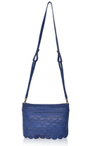 Cascade Leather Crossbody Clutch in royal blue with adjustable woven leather strap