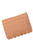 Cascade Leather Crossbody Clutch in beige showcasing scalloped genuine leather craftsmanship
