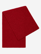 Red cashmere knitted scarf on a white background