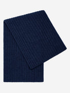 Navy blue cashmere scarf on a white background