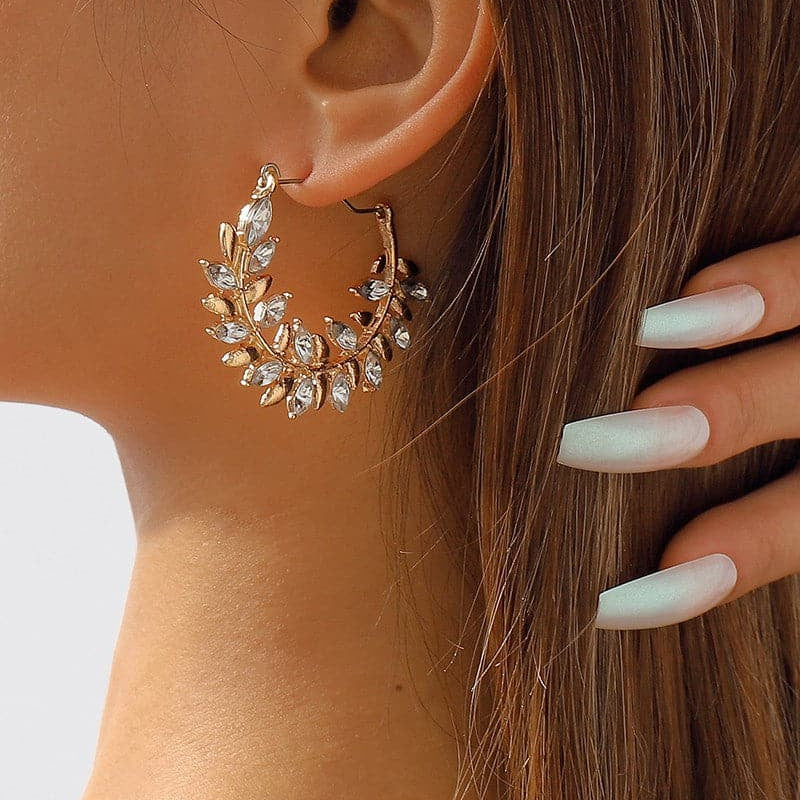 Crystal-Leaf-Round-Hoop-Earrings-Gold-Rhinestone-AVAH