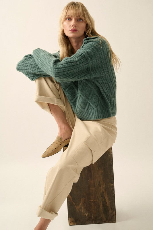 Evergreen-Mystique-Cable-Knit-Collared-Sweater-Green-Avah