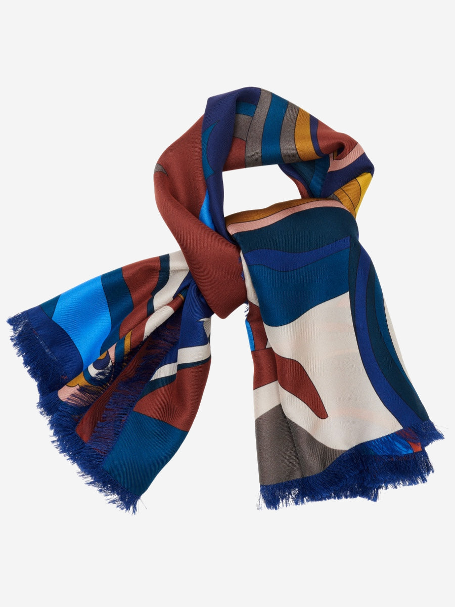 Colorful patterned scarf on a white background