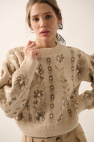 Floral-Daydream-Long-Sleeve-Knit-Sweater-Cream-Beige-Avah