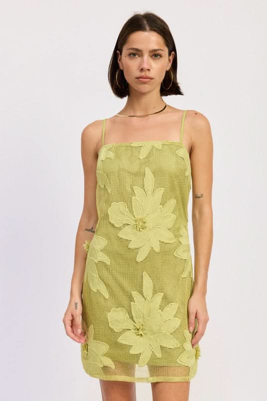  Floral Dimension Embroidered Mini Dress