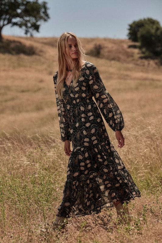 Forest-Enigma-Floral-Long-Sleeve-Maxi-Dress-Black-Green-Avah