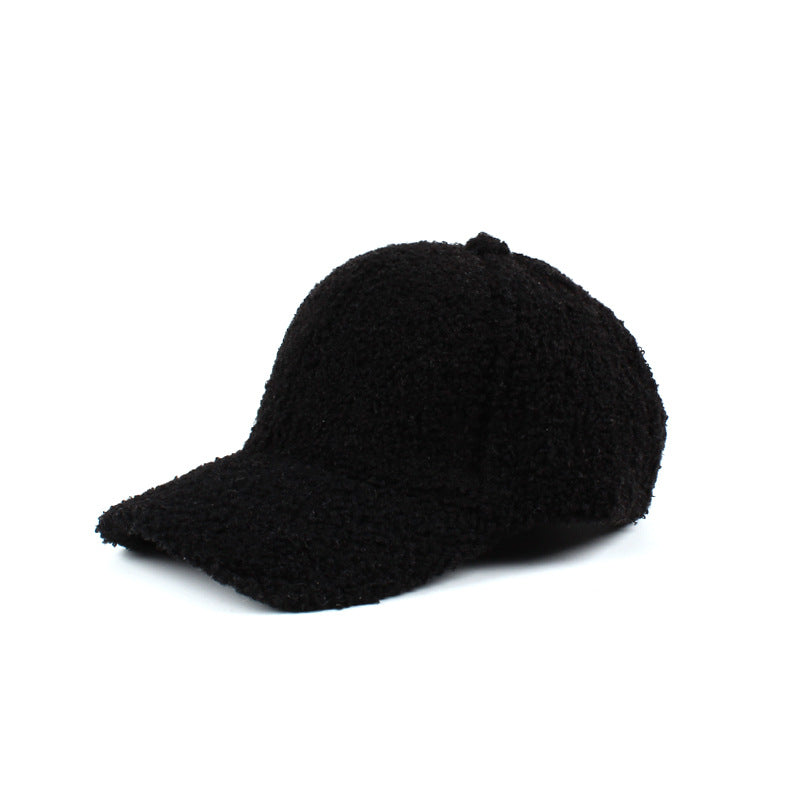 sherpa-texture baseball cap with adjustable fit in black