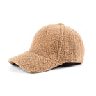 sherpa-texture baseball cap with adjustable fit in light camel