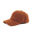 sherpa-texture baseball cap with adjustable fit in dark camel