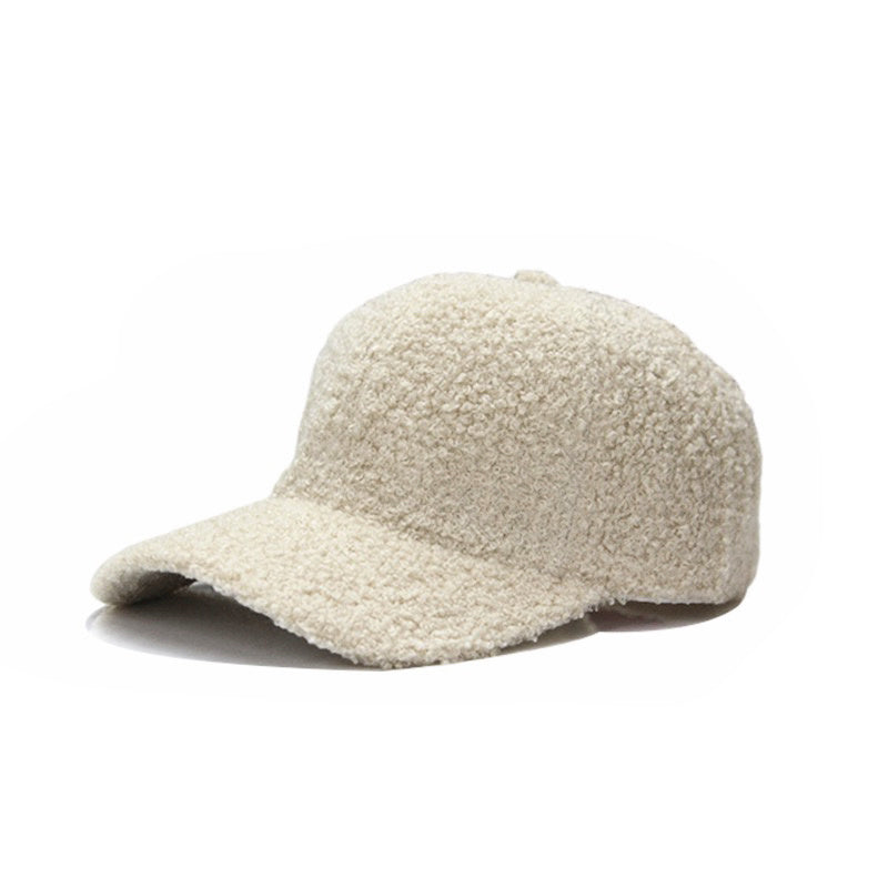 sherpa-texture baseball cap with adjustable fit cream