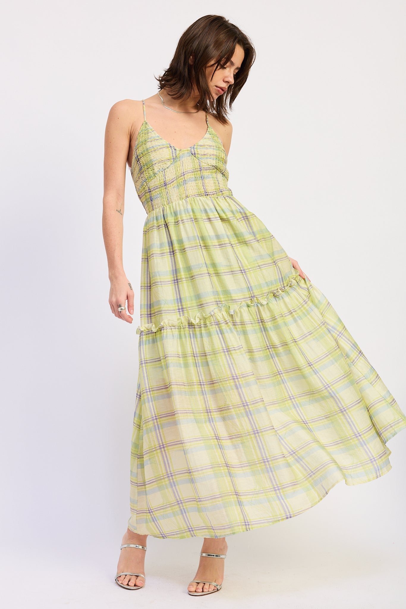 Meadow Morning Plaid Maxi Dress