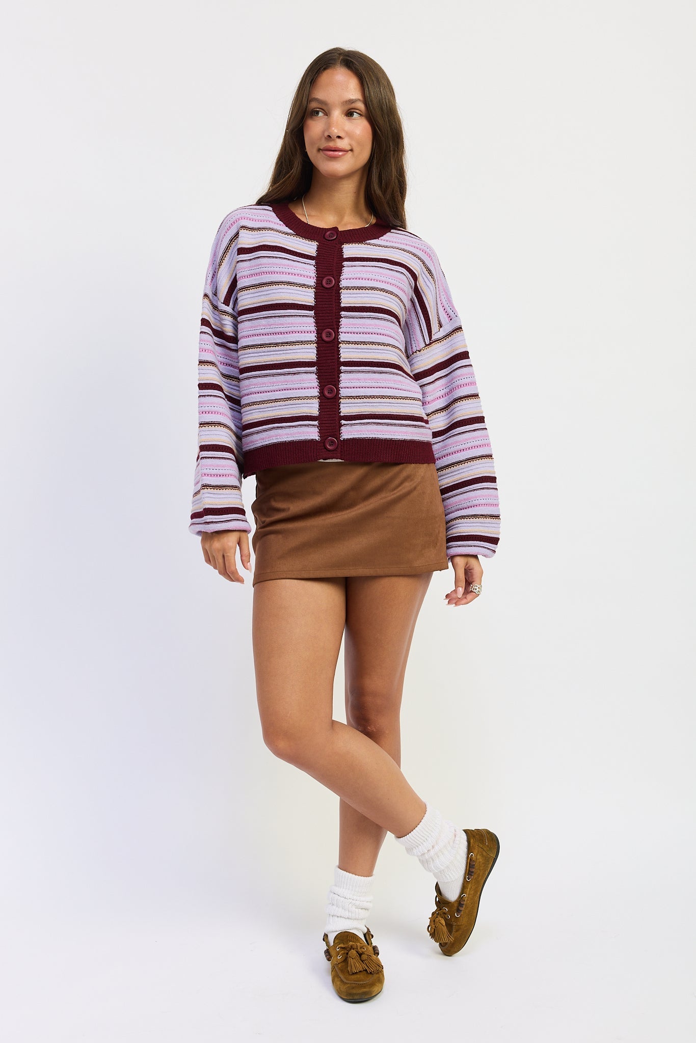 Sunday Stripe Button Front Cardigan