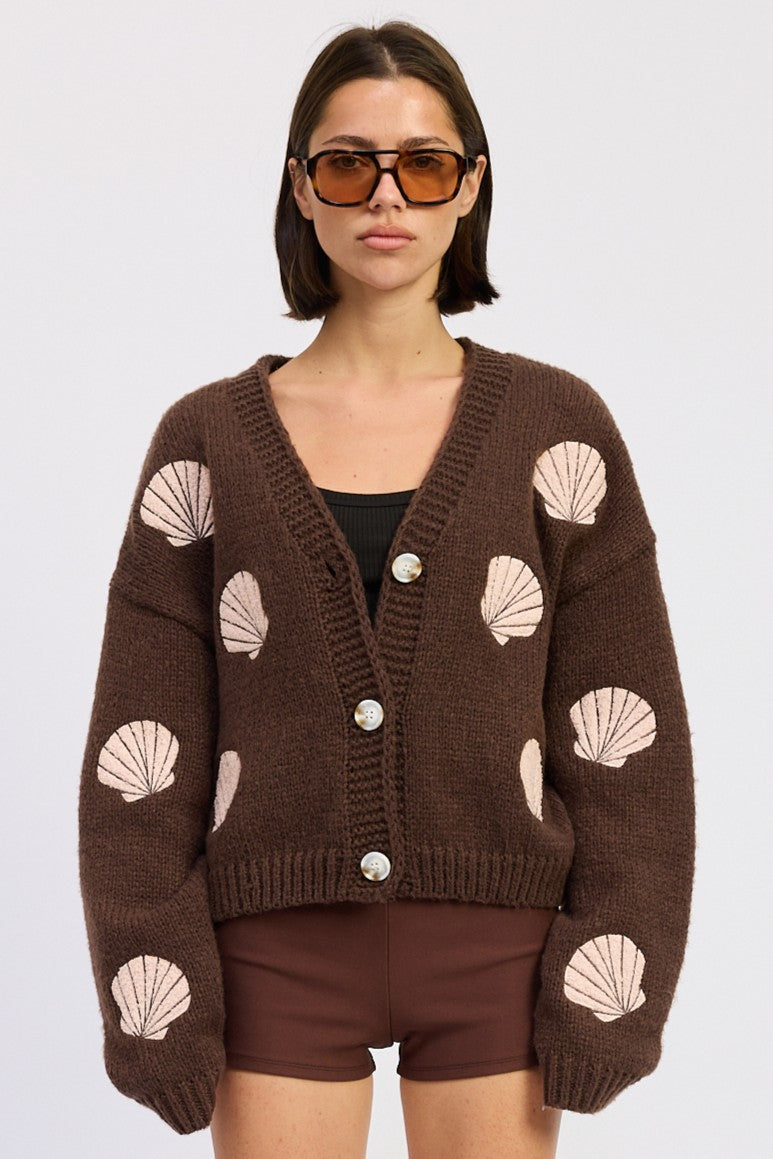 Serene Tide Seashell Knit Cardigan