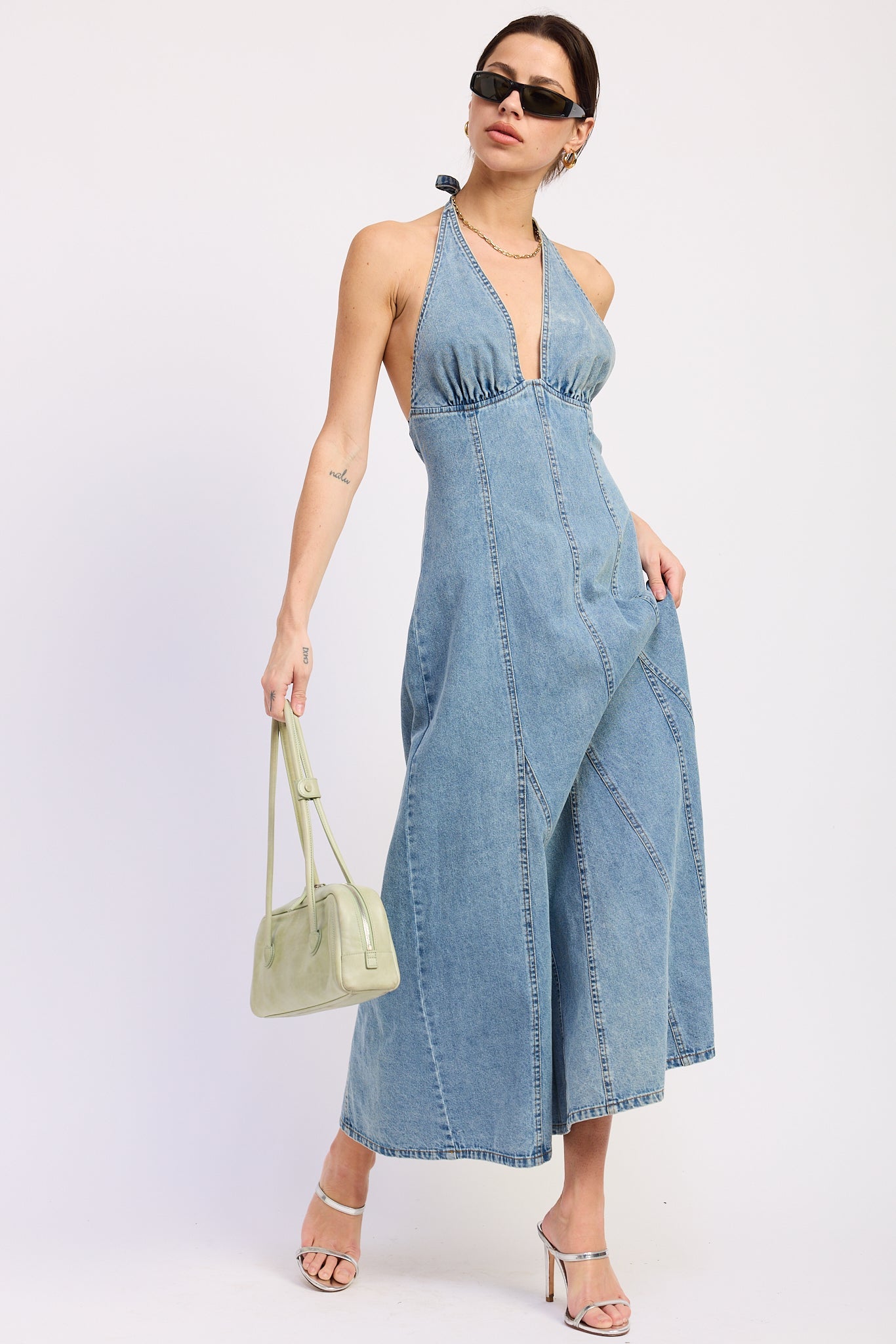 The Capri Denim Maxi Dress