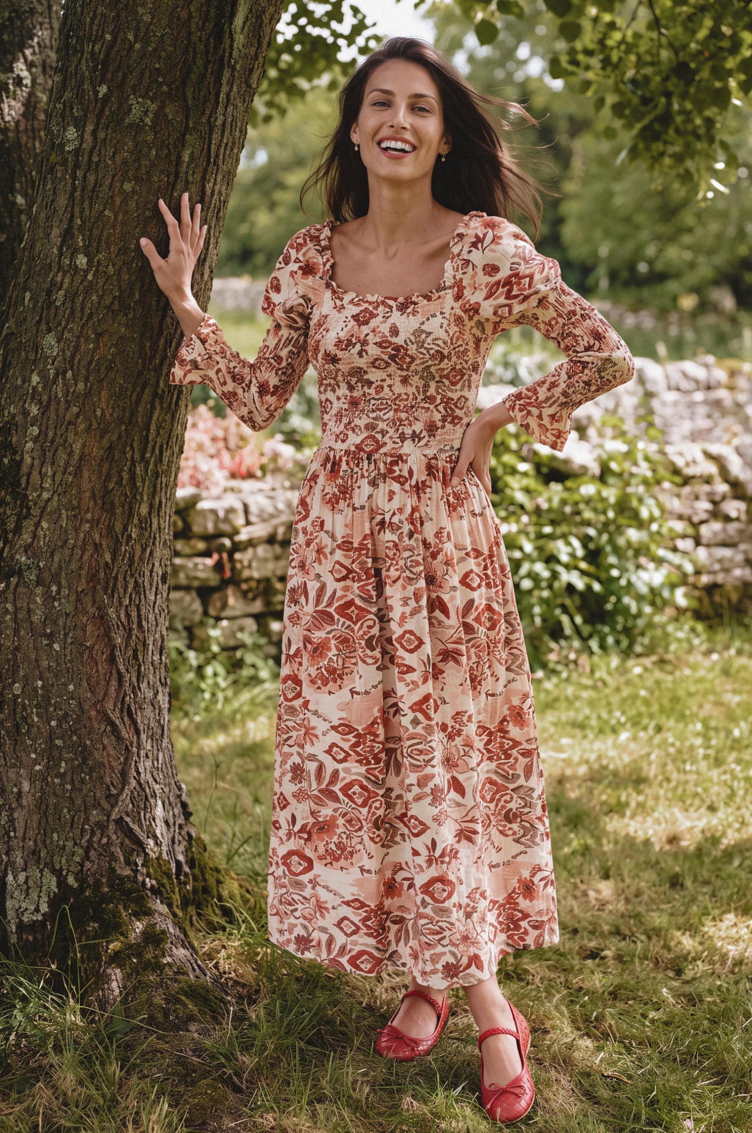 Ivy Lane Smocked Ruffle Maxi Dress