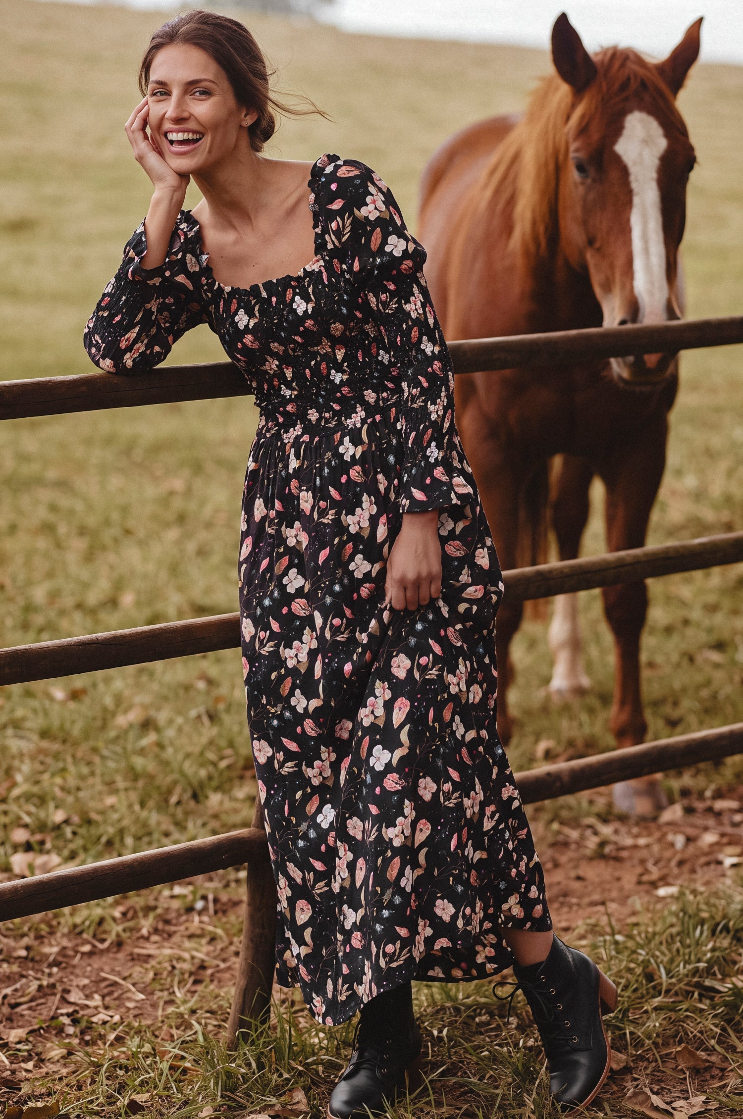 Ivy Lane Smocked Ruffle Maxi Dress