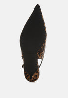 Leopard Slingback featuring a sleek microfiber closed pointed toe kitten heel bottom view