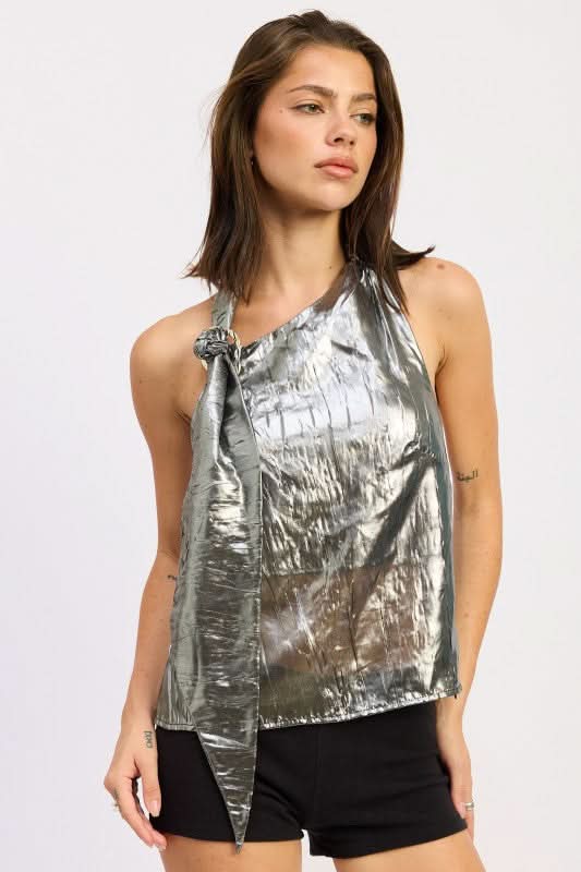  Luna Metallic Knot Halter Top 