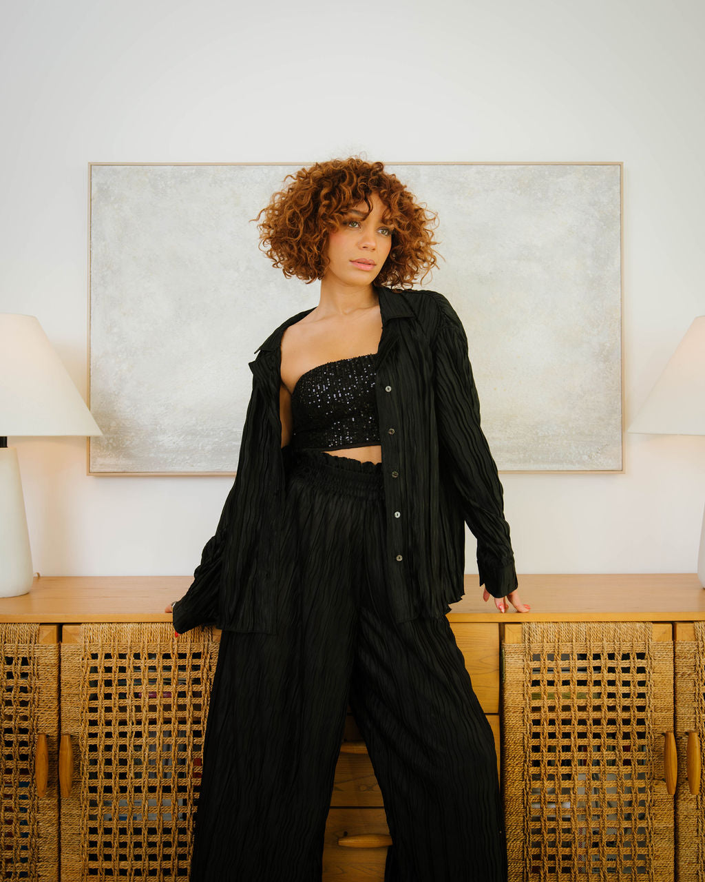 Elegance Unfolded High Waisted Wide Leg Pants - Black-AVAH