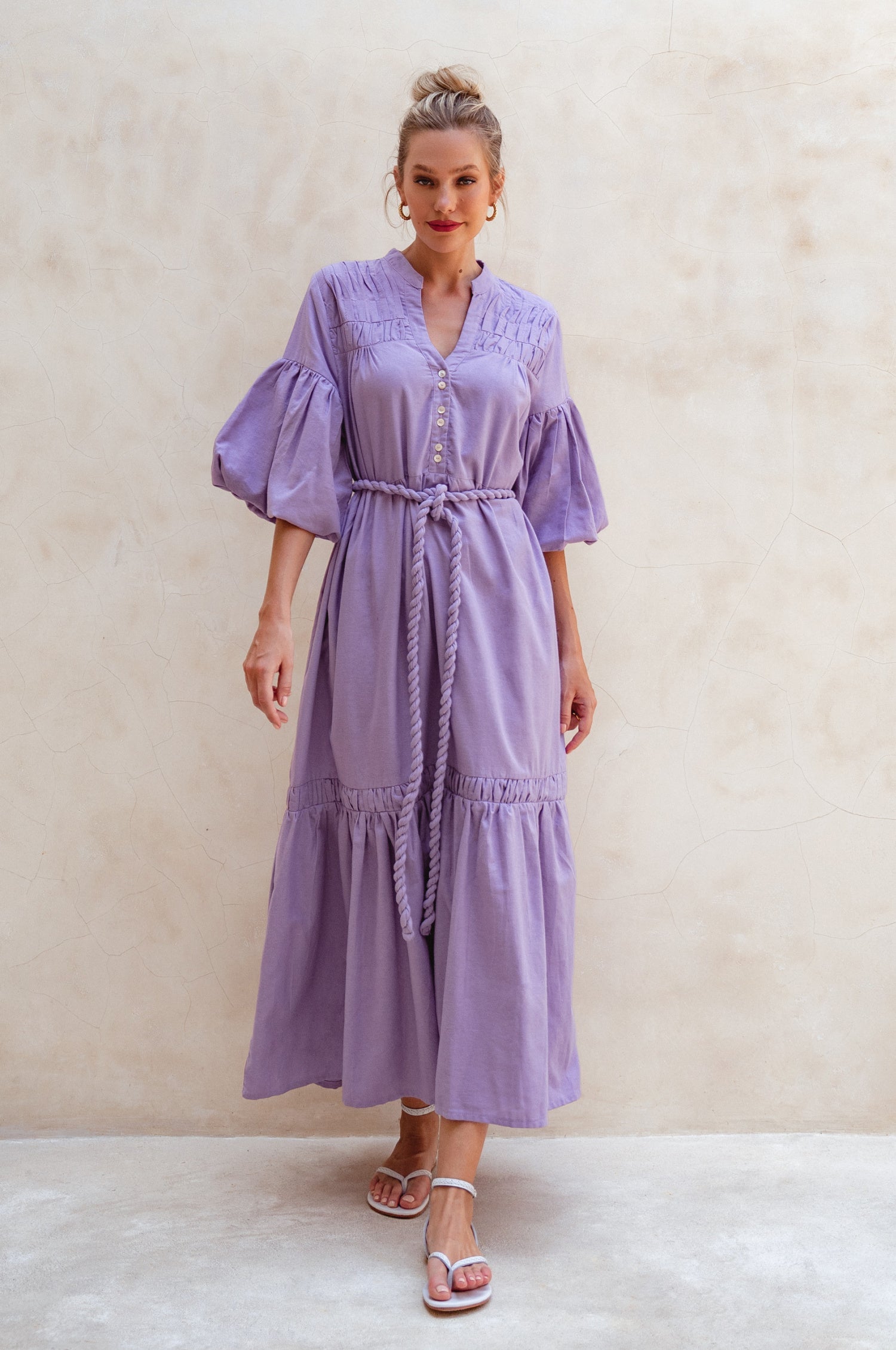 Oleana Puff Sleeve Maxi Dress (Sale)