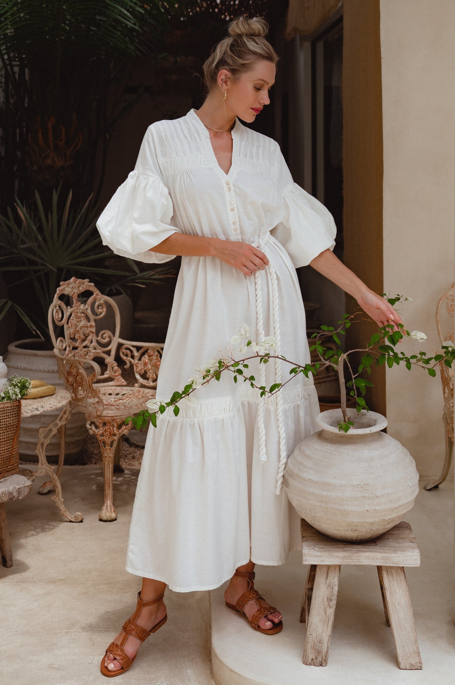 Oleana Puff Sleeve Maxi Dress (Sale)