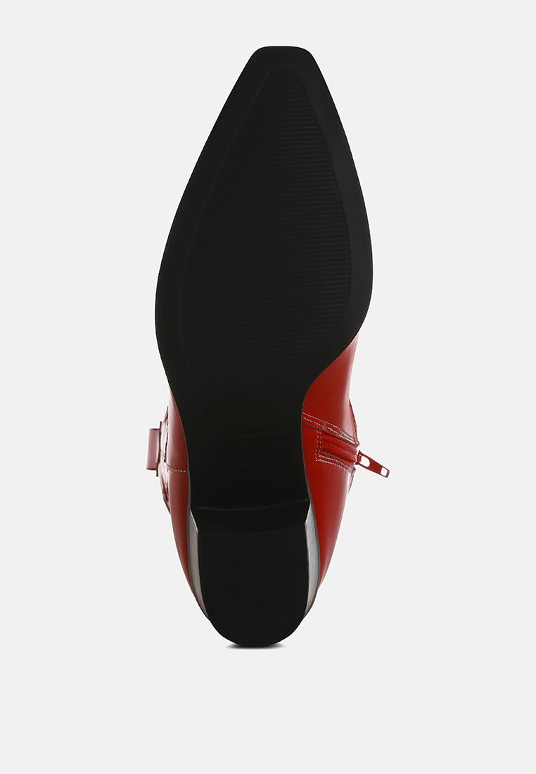 Red shoe with black sole on a white background
