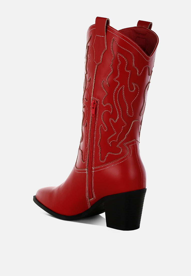 Red cowboy boot on a white background