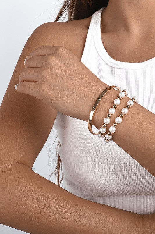 Pearls-Beaded-Elastic-Bracelets-Set-Gold-White-Avah