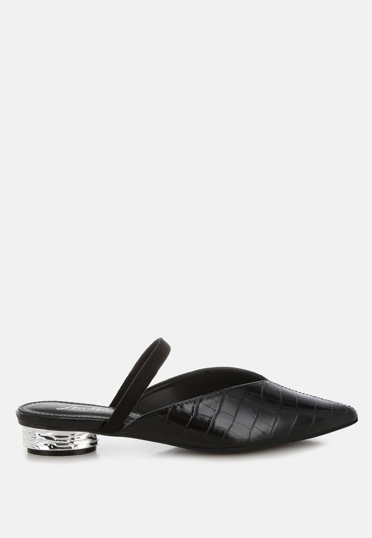 Camille Croc Pointed Toe Mules