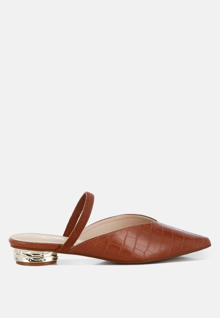 Camille Croc Pointed Toe Mules