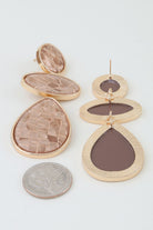 Back view of Rosewater Mosaic Drop Earrings showing gold tone settings, linked stone design and post back closure.
