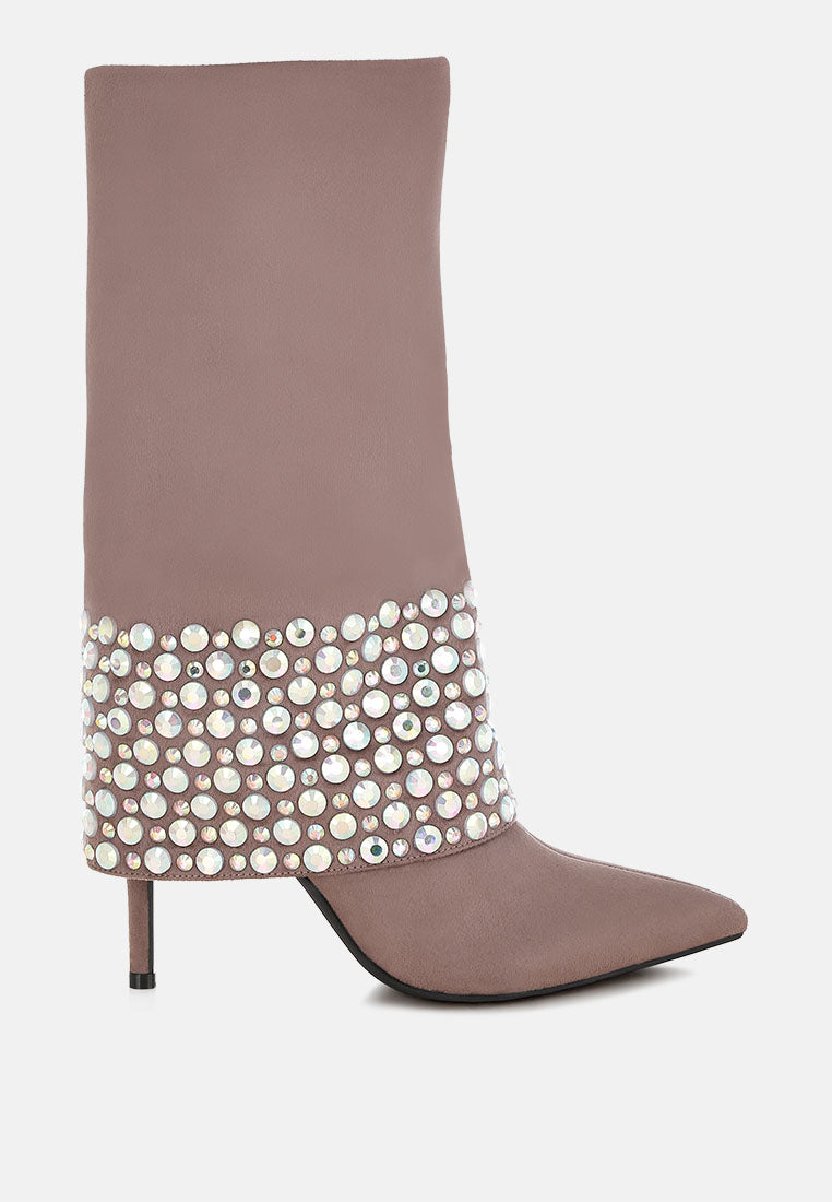 Sloane Diamante Foldover Stiletto Boot 
