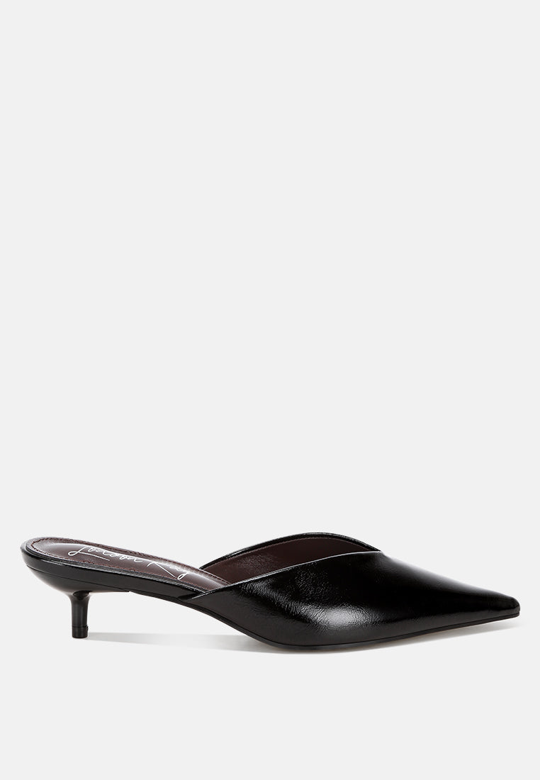 Manhattan Pointed Toe Kitten Heel Mules