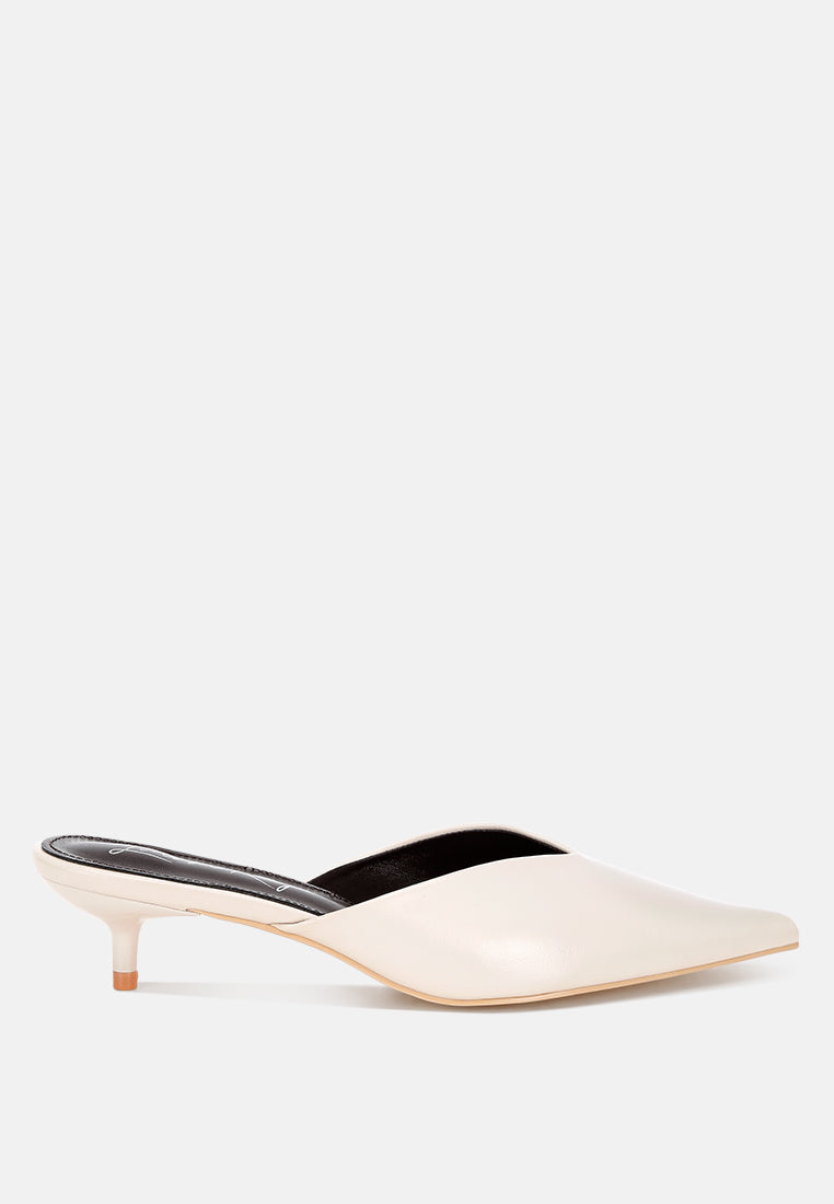 Manhattan Pointed Toe Kitten Heel Mules