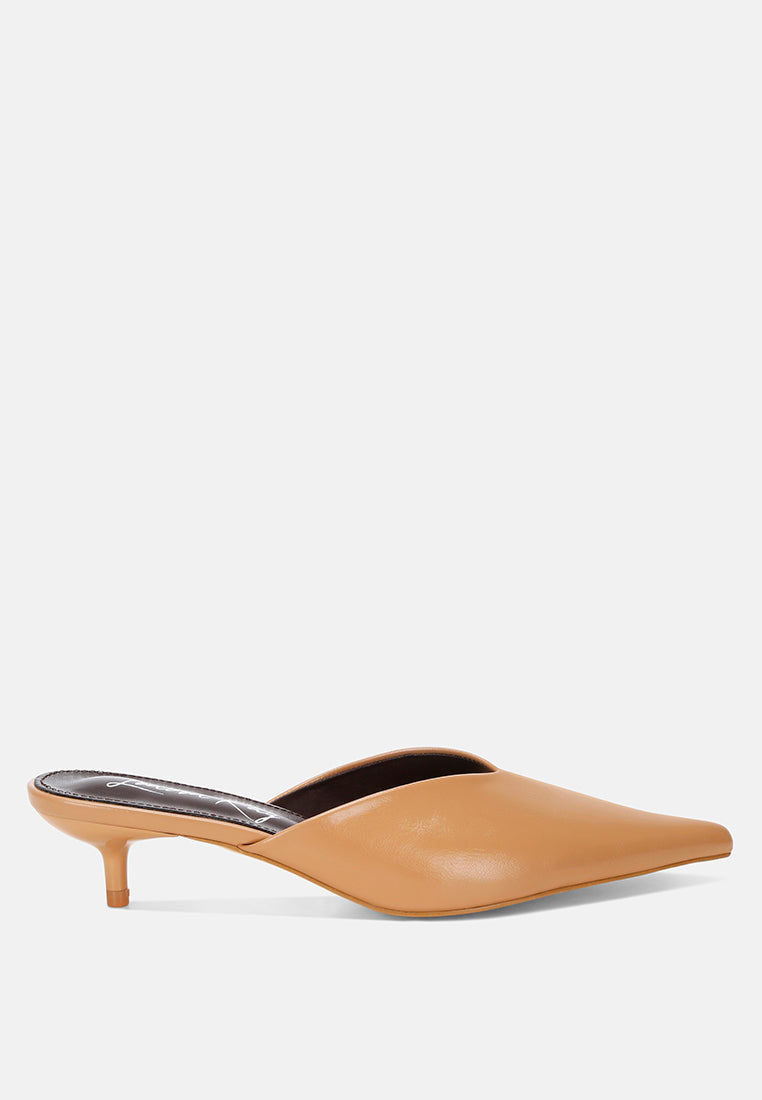 Manhattan Pointed Toe Kitten Heel Mules