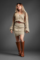 Sahara Jewel Brown Cable Sweater Dress-Beige-Avah