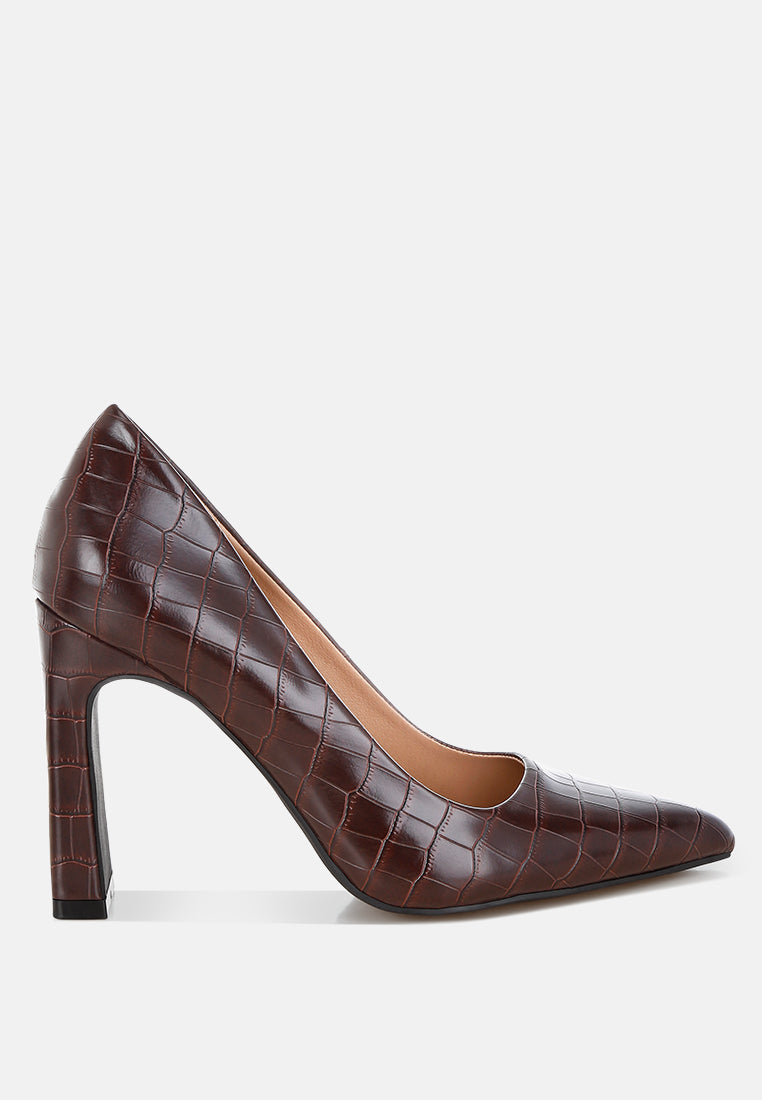 Verona Croc Pointed Toe Pumps