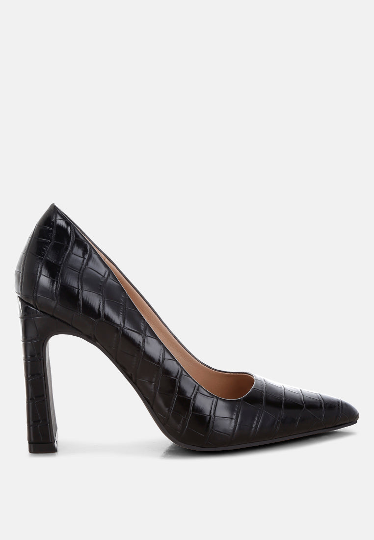 Verona Croc Pointed Toe Pumps