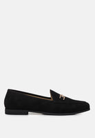 Black loafer shoe on a white background