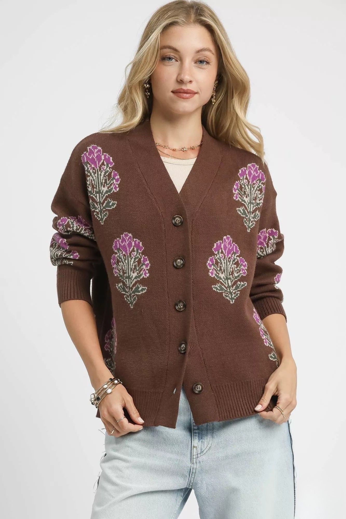 Violet Meadow Floral Knit Cardigan