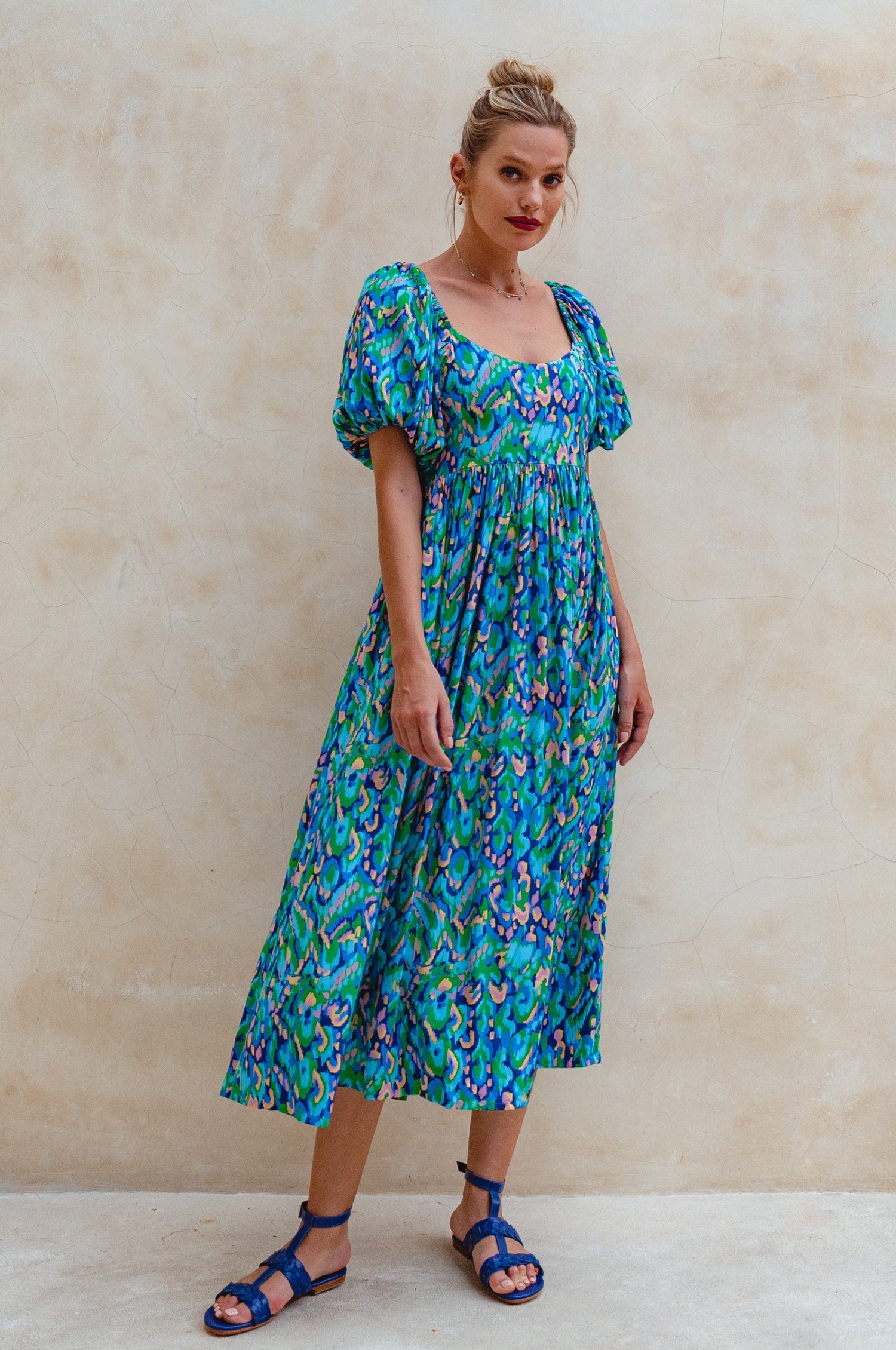 Violeta Puff Sleeve Midi Dress (Sale)