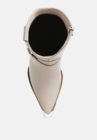 Top view of beige Rodeo Romance Western Ankle Boots 