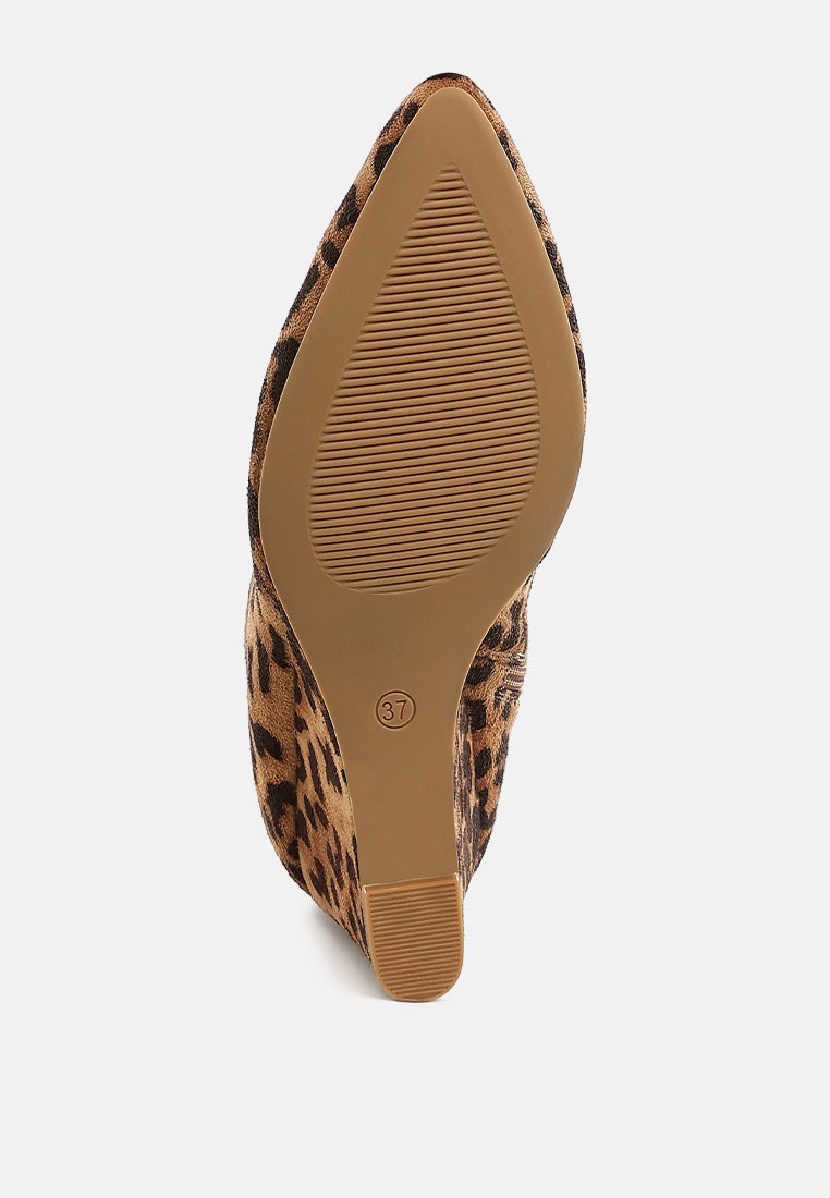 Leopard print shoe sole on a white background, sole view