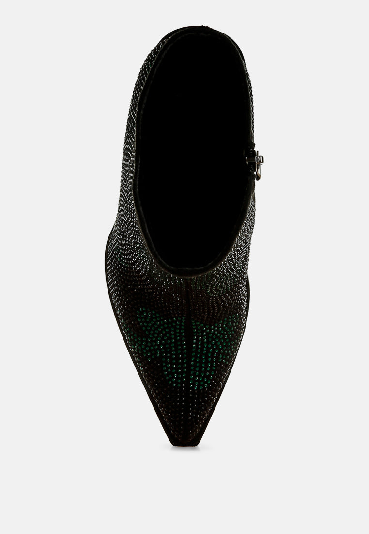 Black pointed-toe shoe on a white background top view