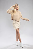 Sophisticated Warmth Mock Neck Pullover Sweater-Khaki-Avah