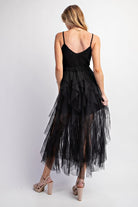 AVAH-Tulle Temptation Crochet Midi Dress-Black