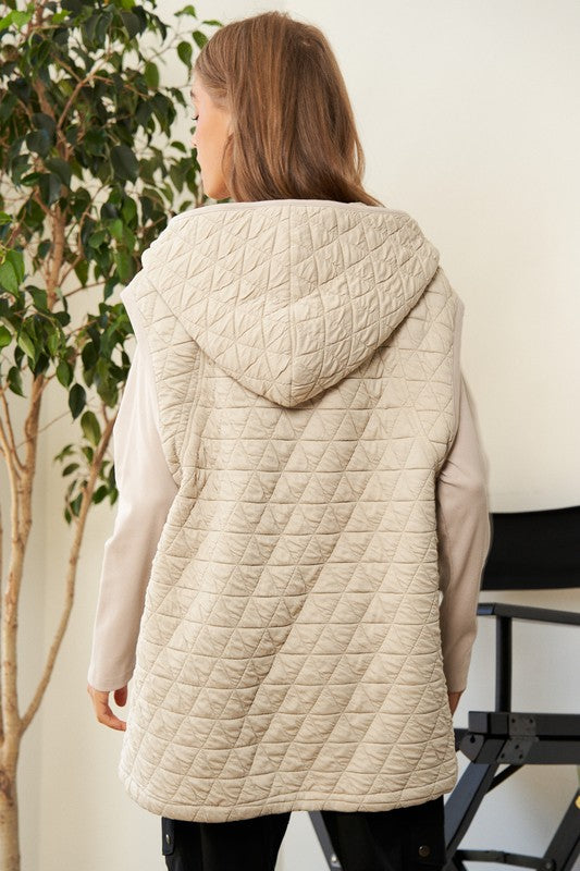 Urban Coziness Long Sleeve Hoodie Jacket-Beige-Avah